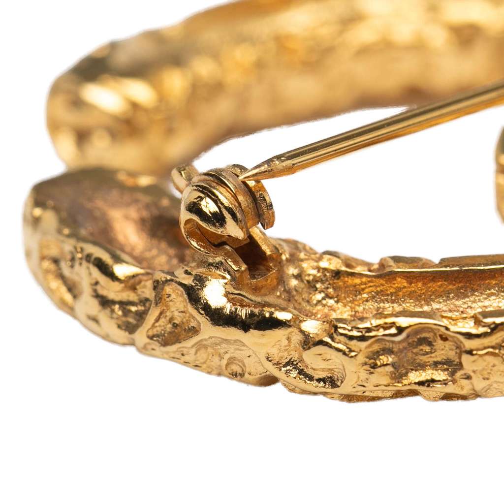 Chanel Gold Plated CC Logo Tassel Lava Fringe Brooch - 4