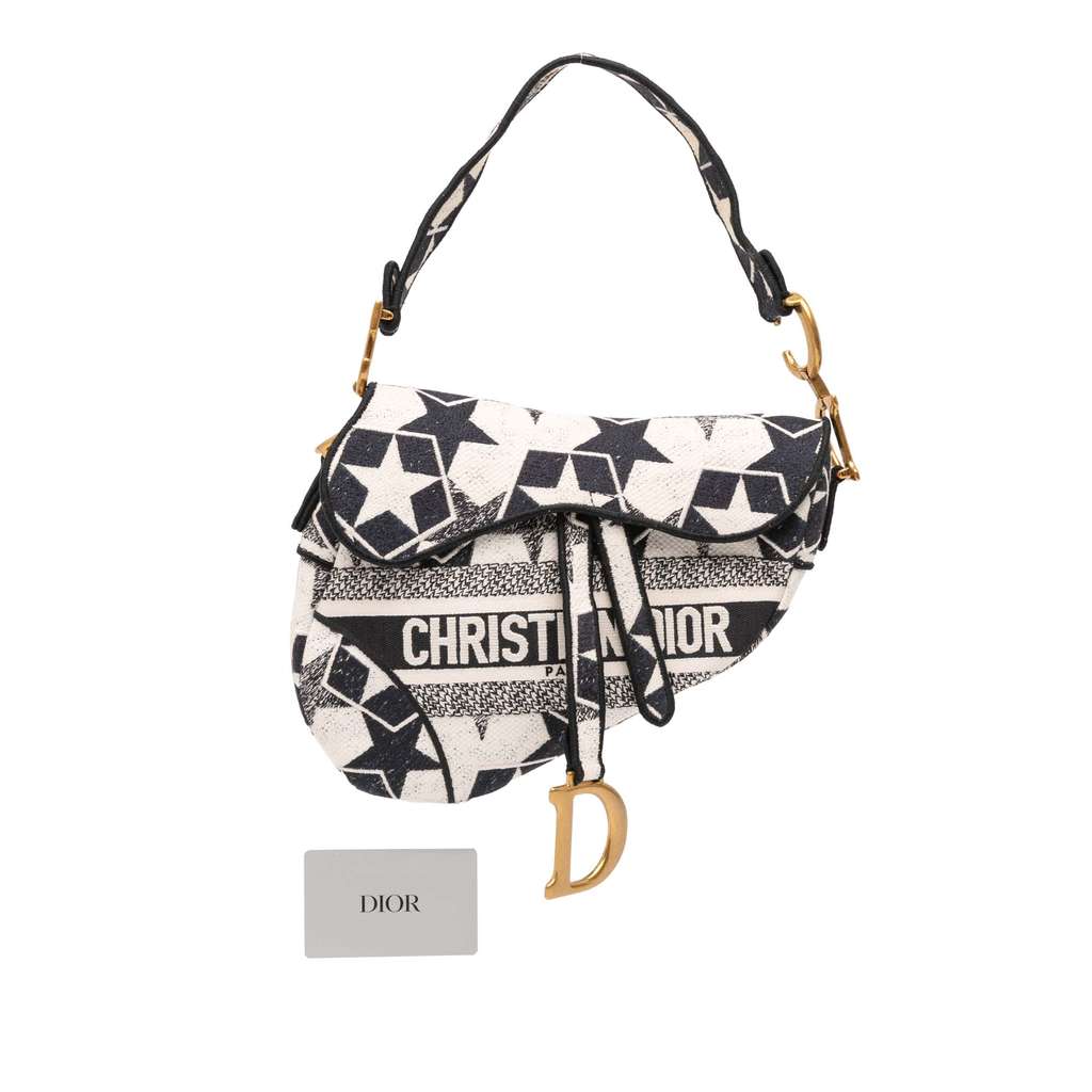 Dior Embroidered Canvas Stars Saddle Bag - Image 13