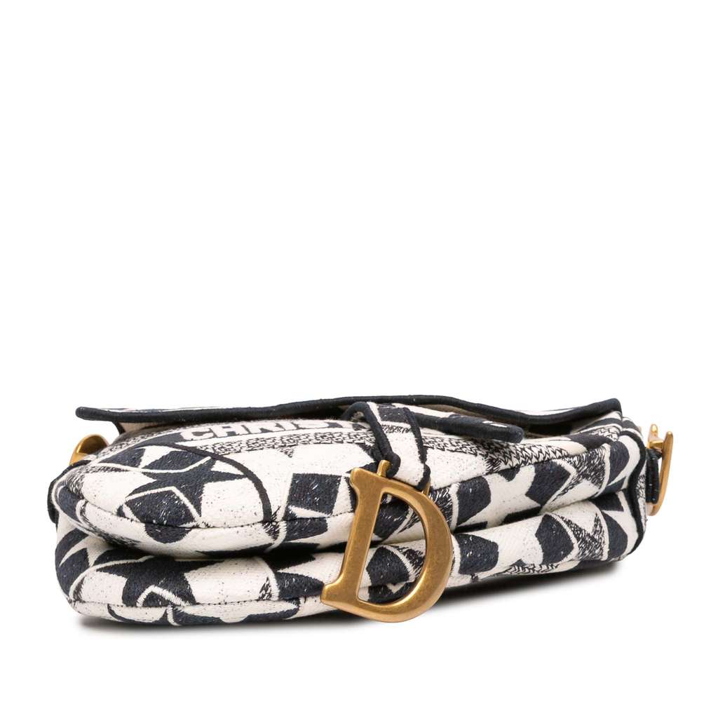 Dior Embroidered Canvas Stars Saddle Bag - Image 6