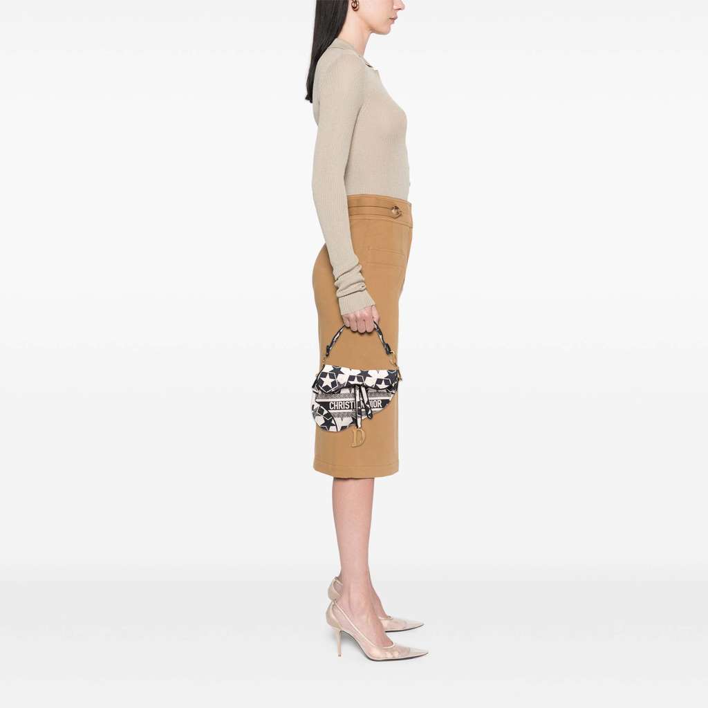 Dior Embroidered Canvas Stars Saddle Bag - Image 12