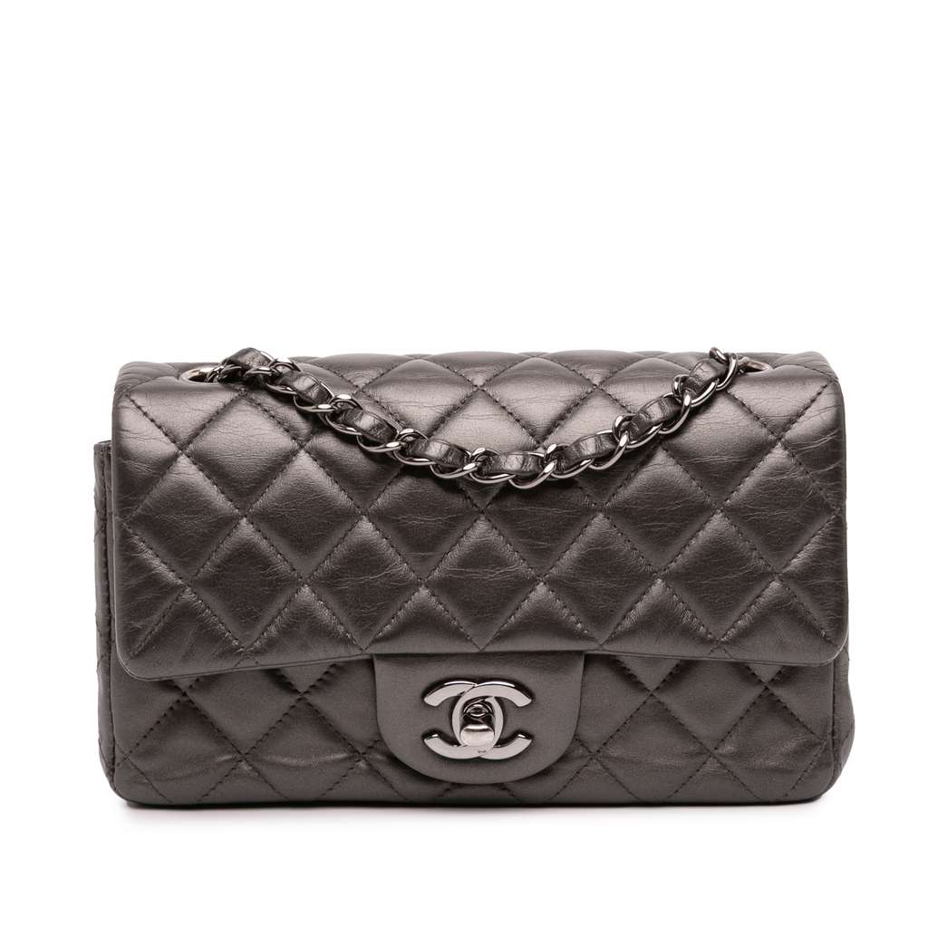 Chanel Mini Rectangular Classic Metallic Lambskin Single Flap