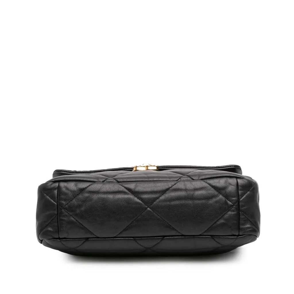 Chanel Large Lambskin 19 Flap Black Leather Good - Inside View