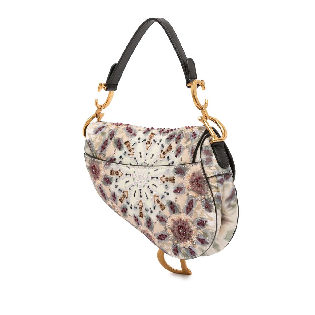 Dior Mini Calfskin Kaleidiorscopic Embroidered Saddle Bag - Back view