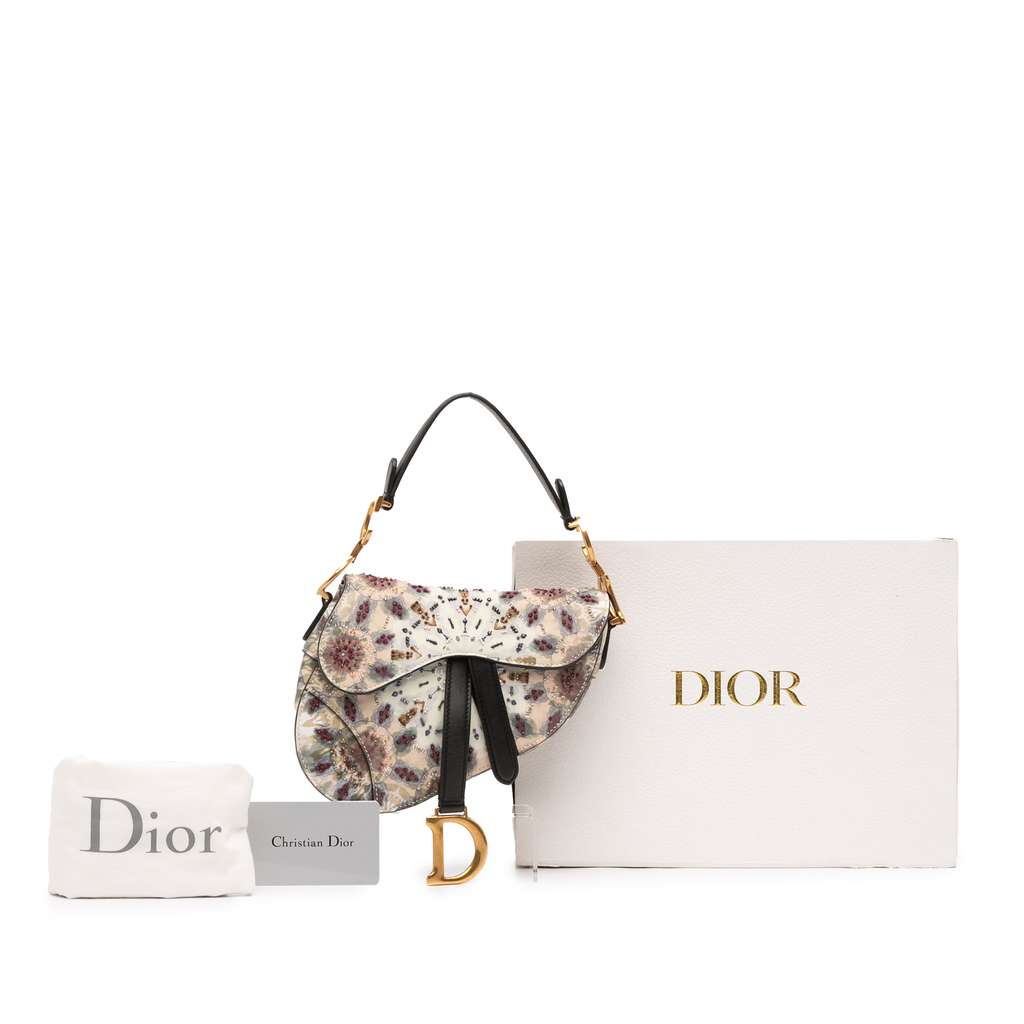 Dior Mini Calfskin Kaleidiorscopic Embroidered Saddle Bag - Image 13