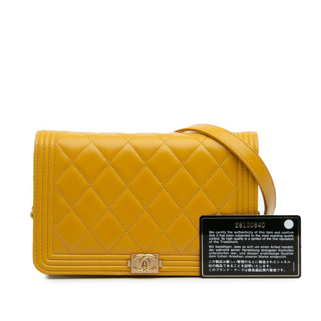 Chanel Quilted Lambskin Boy Wallet On Chain - Image 14