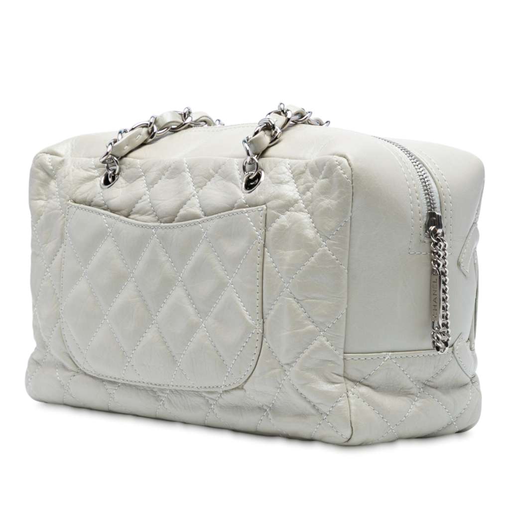 Chanel Quilted Aged Calfskin Cotton Club Bowler Bag - Back view