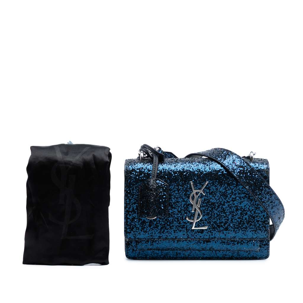 Saint Laurent Small Glittered Leather Monogram Sunset Crossbody - Image 10