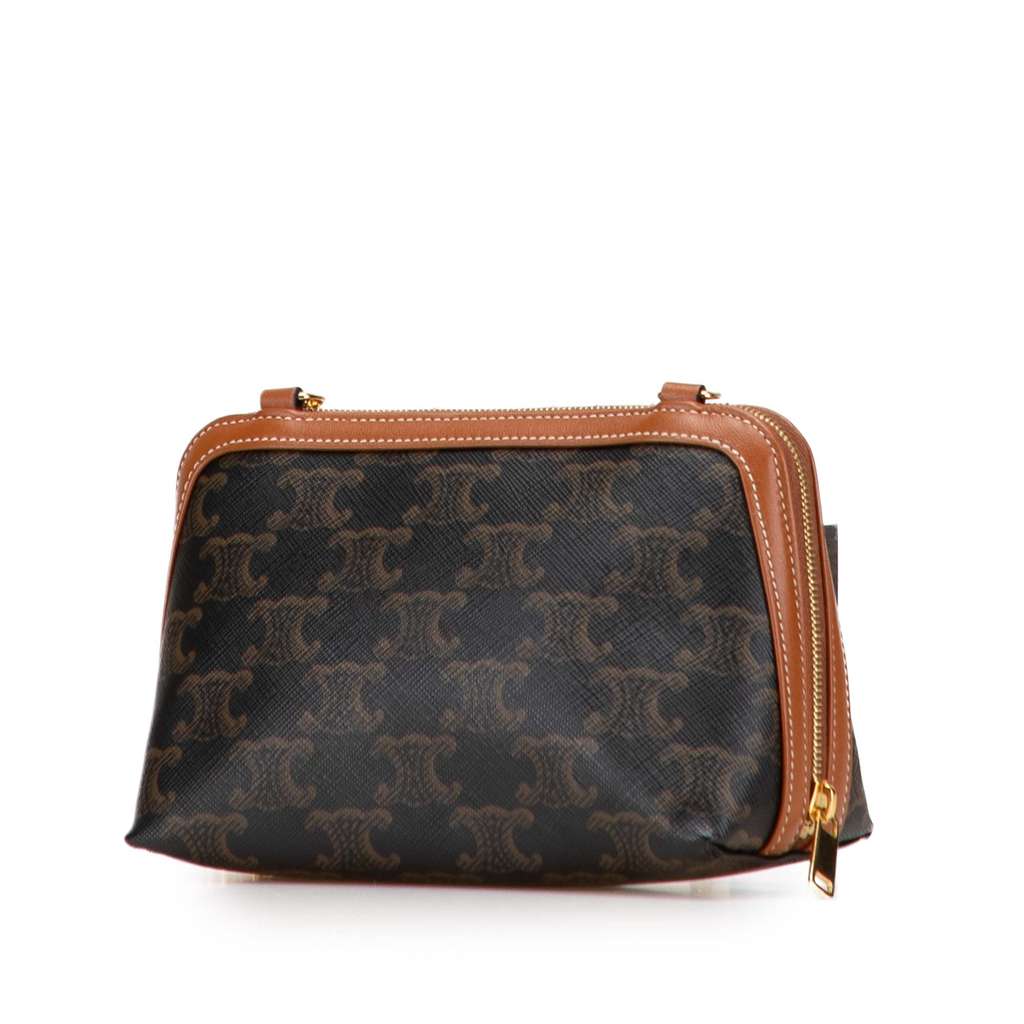 Celine Triomphe Coated Canvas Clutch On Chain - 2