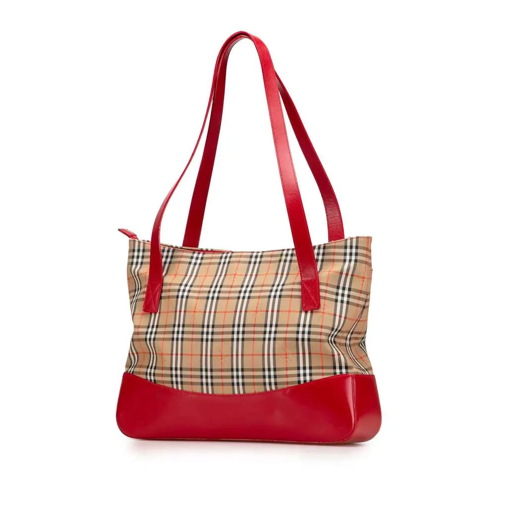 Burberry Haymarket Check Canvas Tote Brown Canvas Good - Back View