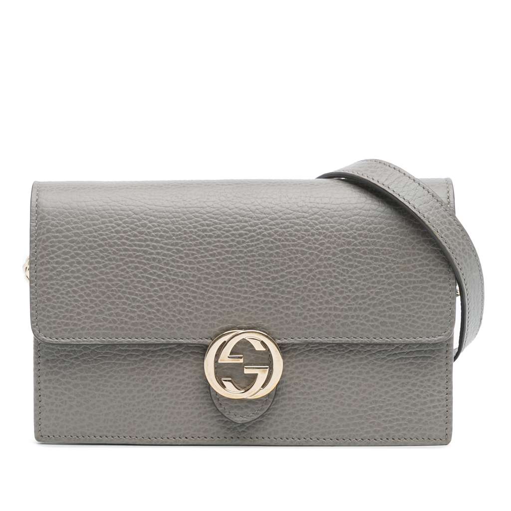 Gucci Leather Interlocking G Dollar Wallet on Chain