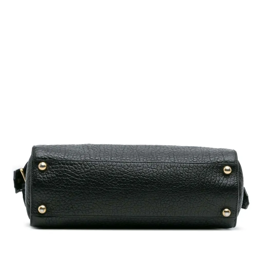 Burberry Medium Grained Leather Clifton Satchel Black Leather Good - Inside View