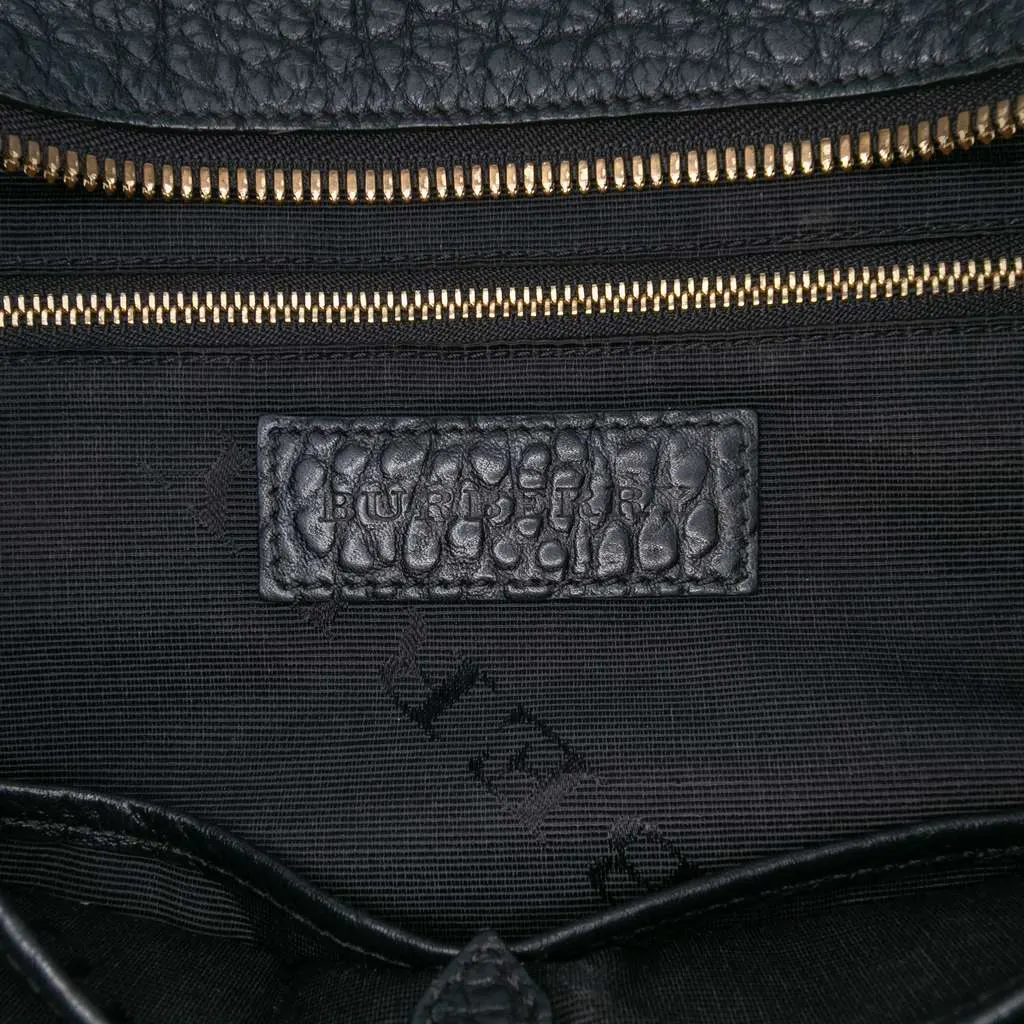 Burberry Medium Grained Leather Clifton Satchel Black Leather Good - Box View