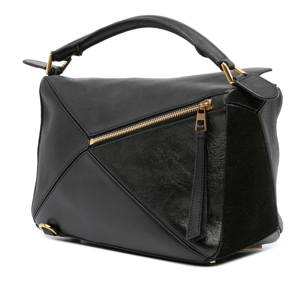 Loewe Medium Calfskin and Suede Puzzle Satchel - Back view