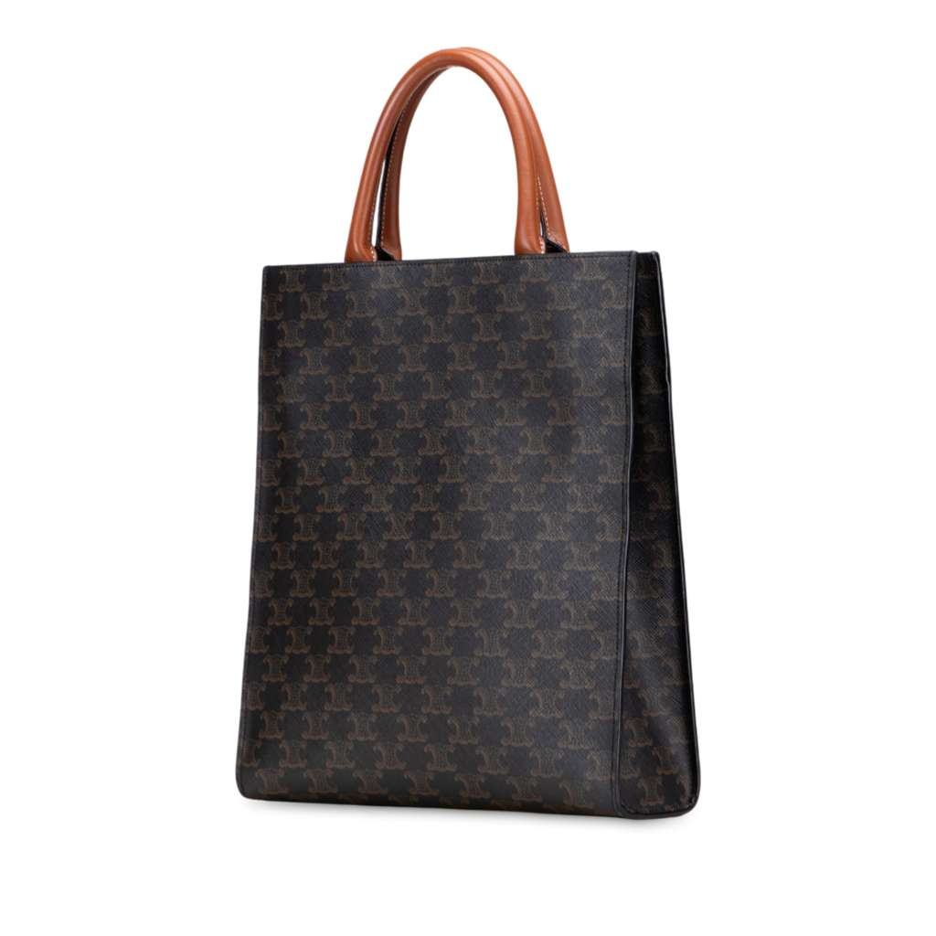 Celine Small Triomphe Coated Canvas Vertical Cabas Tote - Back view