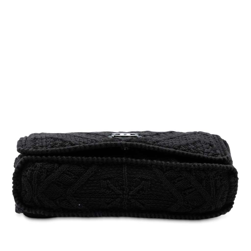 Chanel CC  Medium Woven Crochet Knit Single Flap - 3