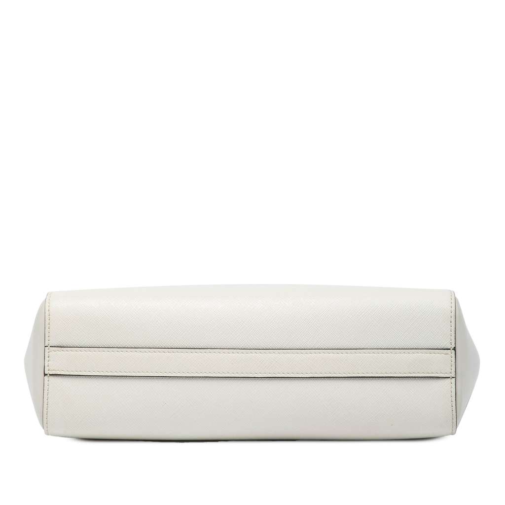 Prada Small Soft Calf Trimmed Saffiano Zippered Tote - Image 6