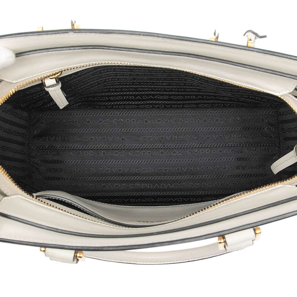 Prada Small Soft Calf Trimmed Saffiano Zippered Tote - 4