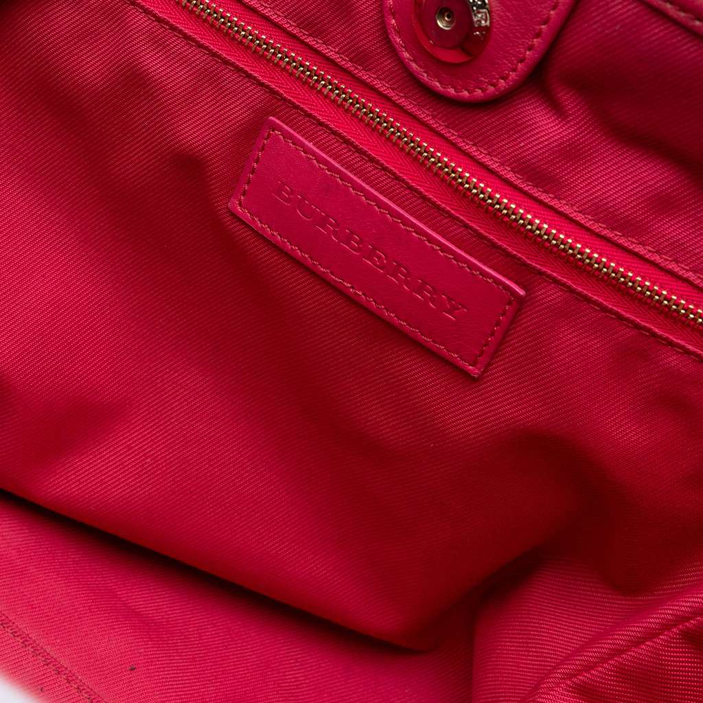 Burberry Small Leather Trimmed Haymarket Check Coated Canvas Canterbury Bow Tote - Side view