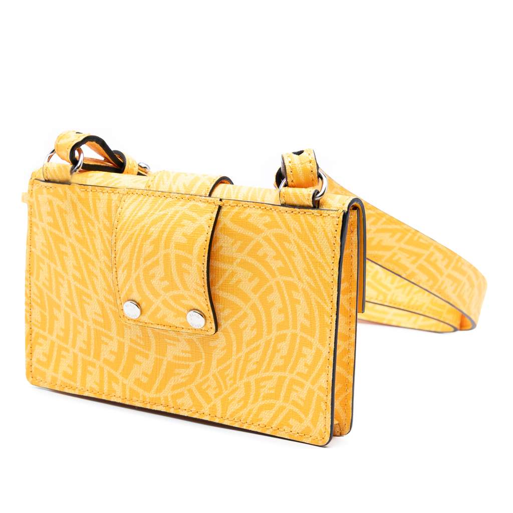 Fendi Sarah Coleman Small Glazed Fabric FF Vertigo Convertible Baguette Pouch - Back view
