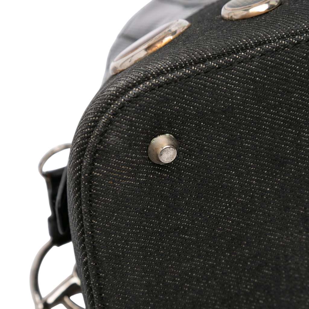 Dior Perforated Leather and Denim Montaigne Chris 1947 Cadillac Top Handle Bag - Detail 2