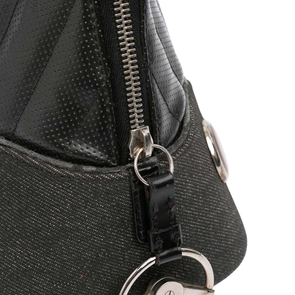 Dior Perforated Leather and Denim Montaigne Chris 1947 Cadillac Top Handle Bag - Image 10