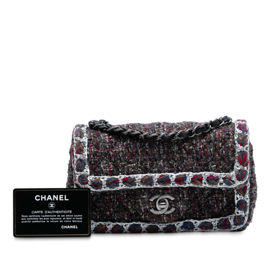 Chanel Mini Rectangular Classic Braided Tweed Single Flap - Image 10