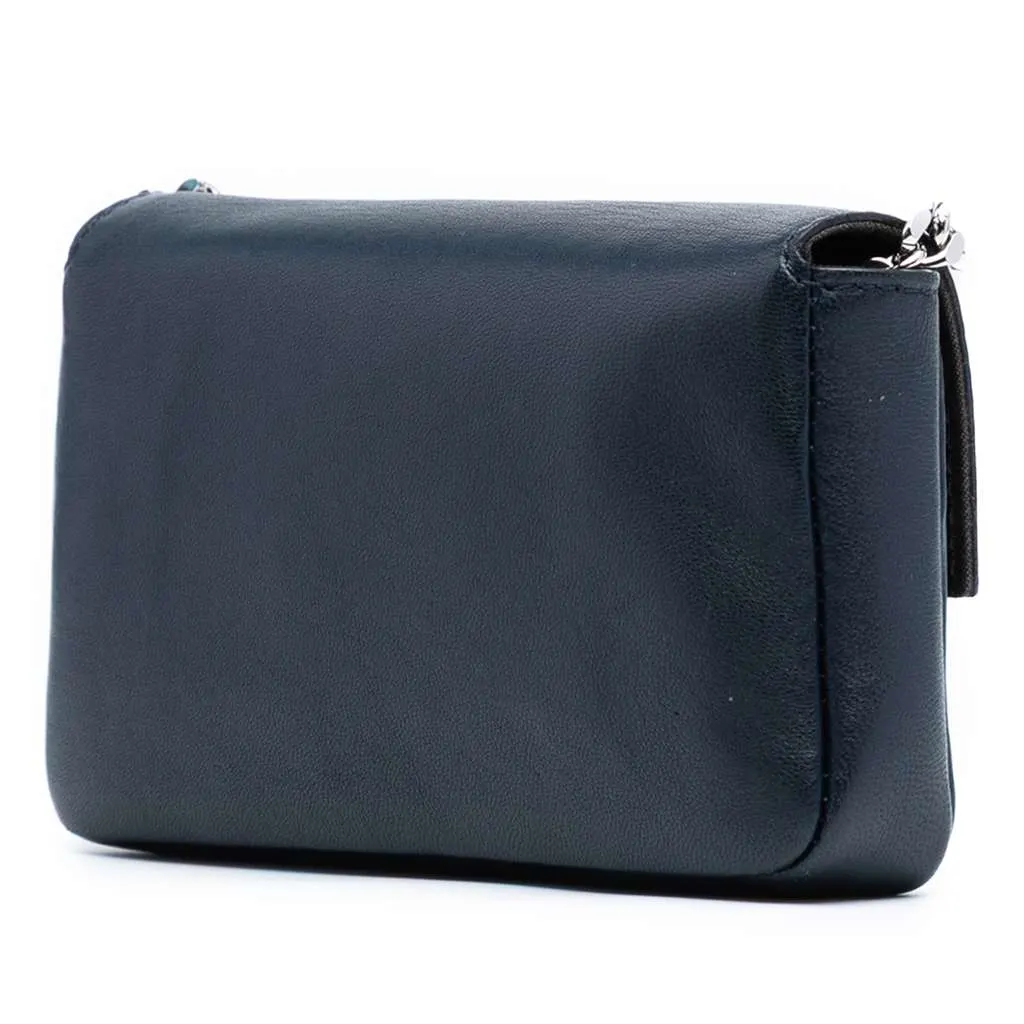 Fendi Micro Leather Baguette Satchel Blue Leather Good - Back View