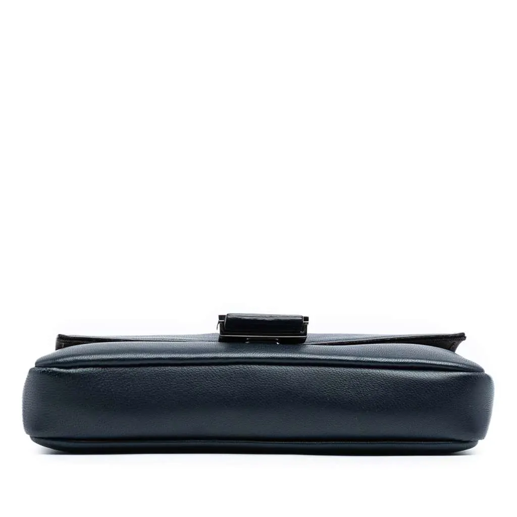 Fendi Micro Leather Baguette Satchel Blue Leather Good - Inside View