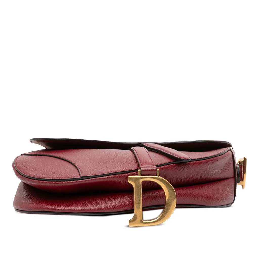Dior Grained Calfskin Saddle Bag Red Leather Good - Inside View