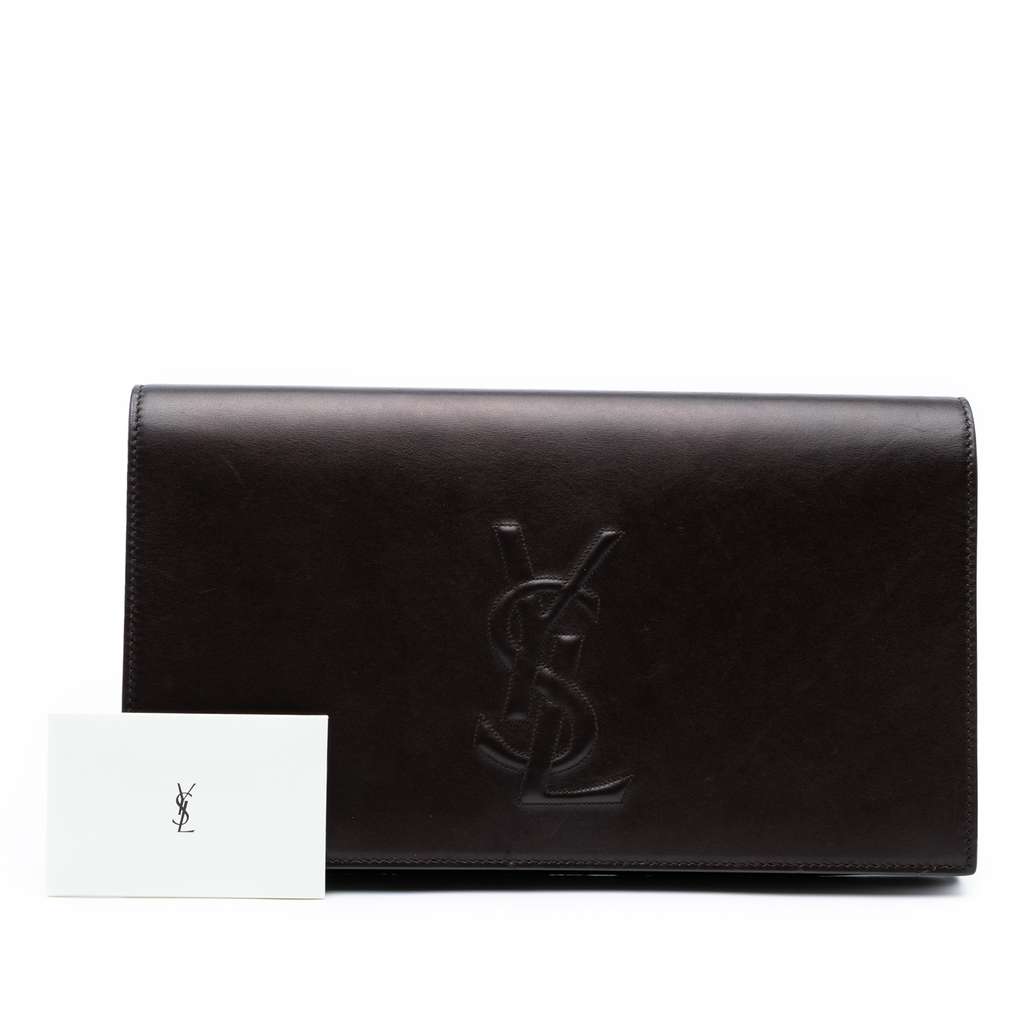Saint Laurent Large Calfskin Monogram Belle De Jour Clutch - Image 11