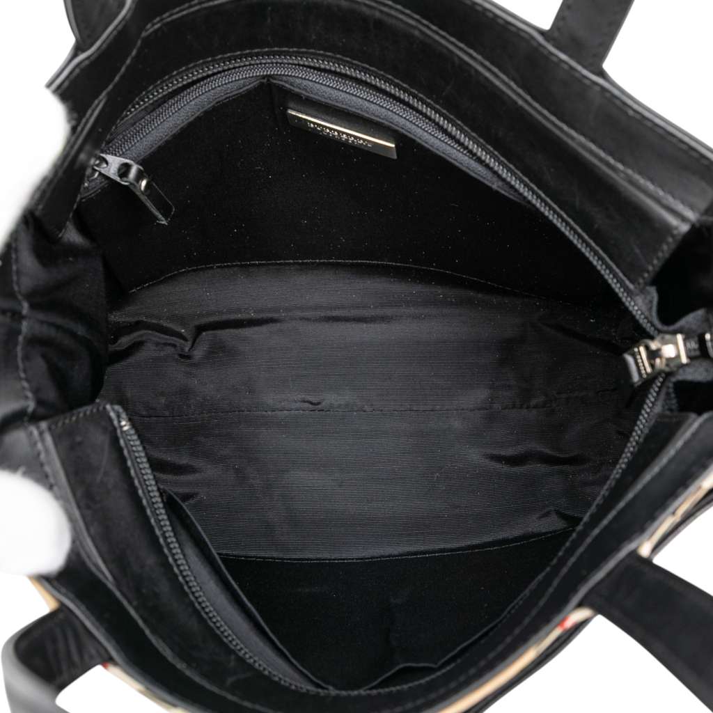 Burberry Nova Check Canvas Trimmed Leather Handbag - 4