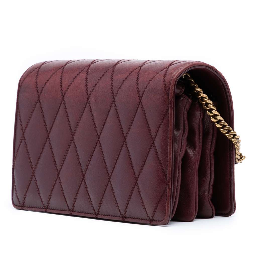 Saint Laurent Diamond Quilted Lambskin Angie Chain Bag - Back view