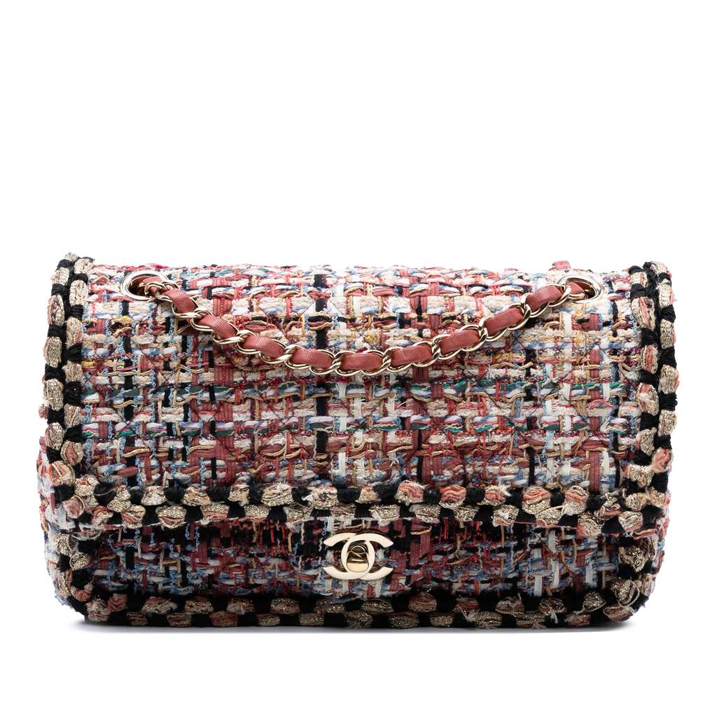 Chanel Medium Classic Tweed Braided Double Flap