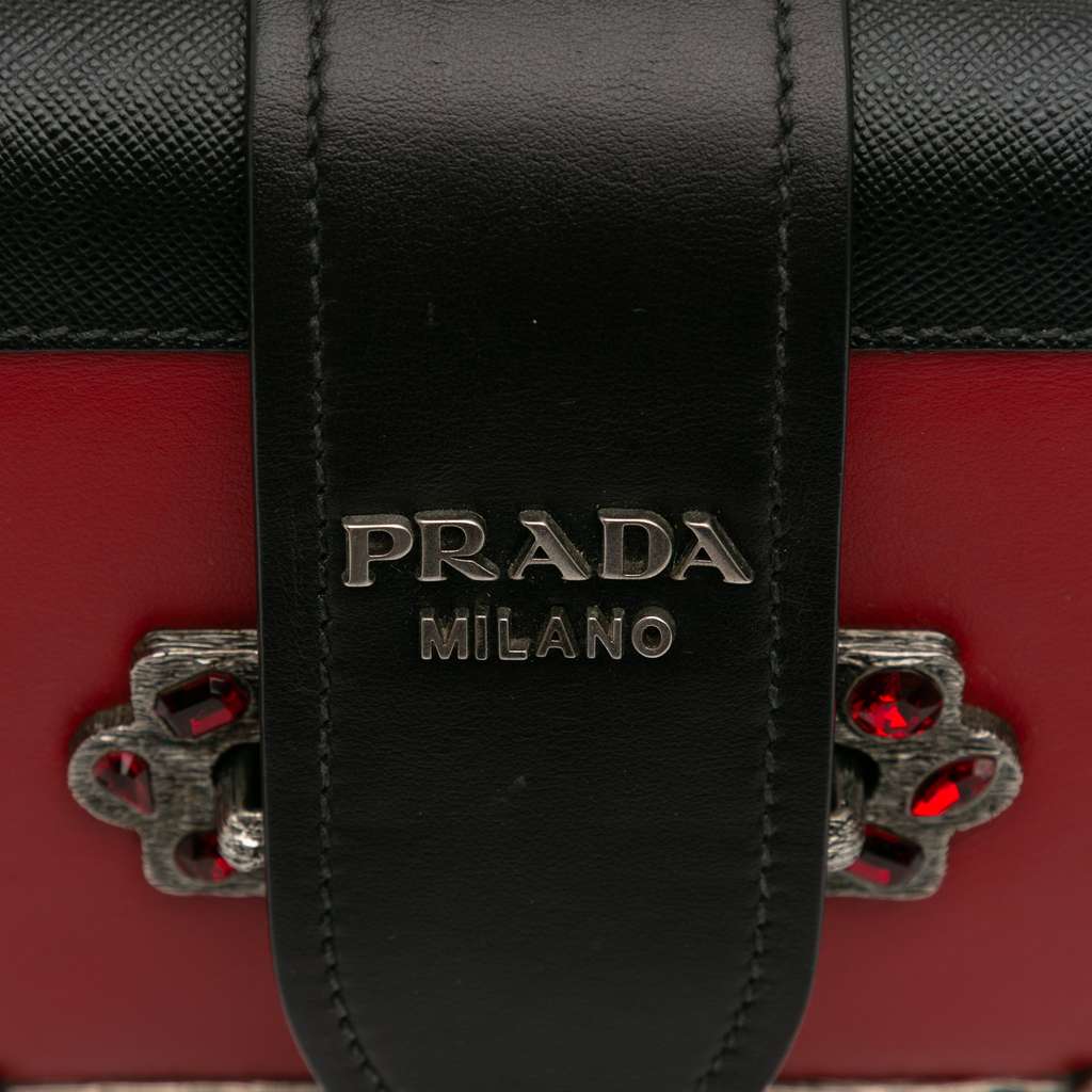 Prada Saffiano Trimmed City Calf Crystal Cahier Crossbody - Image 10