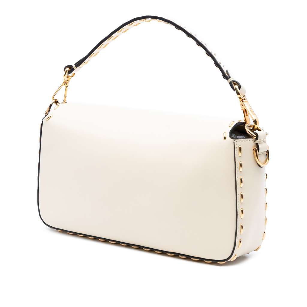 Fendi Leather Metal Stitch Baguette Satchel - Back view