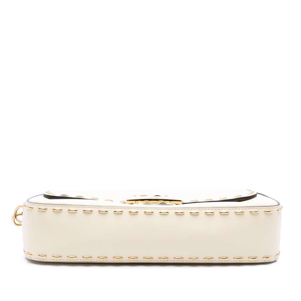 Fendi Leather Metal Stitch Baguette Satchel - Image 6