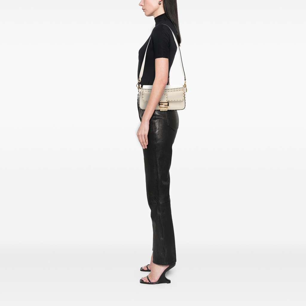 Fendi Leather Metal Stitch Baguette Satchel - Detail 2