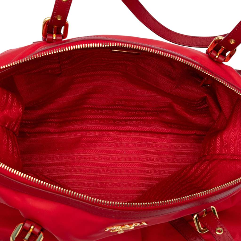 Prada Saffiano Trimmed Tessuto Satchel - 4