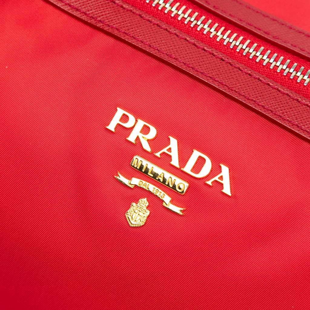 Prada Saffiano Trimmed Tessuto Satchel - 5
