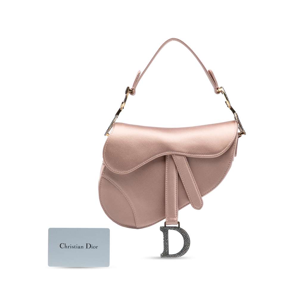 Dior Mini Satin Crystal Embellished Saddle Bag - Image 10