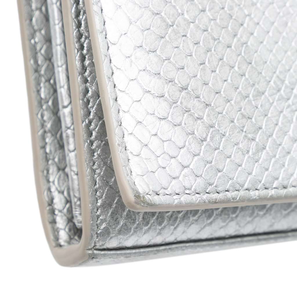 Saint Laurent Metallic Python Embossed Leather Monogram Kate Wallet on Chain - Image 11