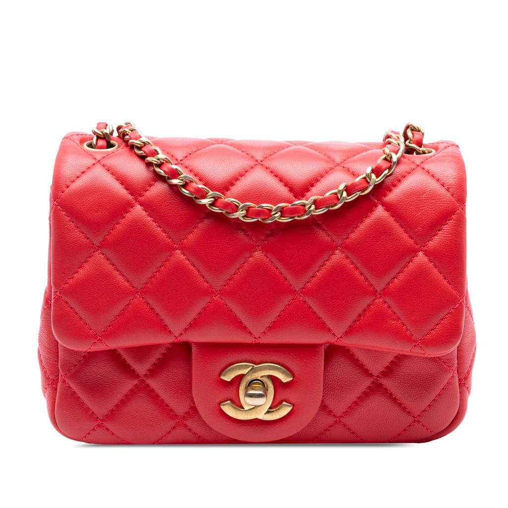 Chanel Mini Square Classic Lambskin Pearl Crush Single Flap
