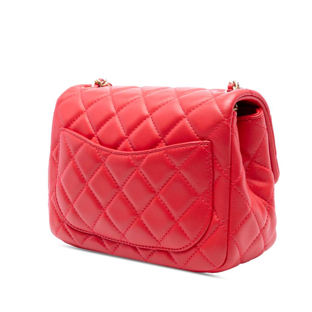 Chanel Mini Square Classic Lambskin Pearl Crush Single Flap - Back view