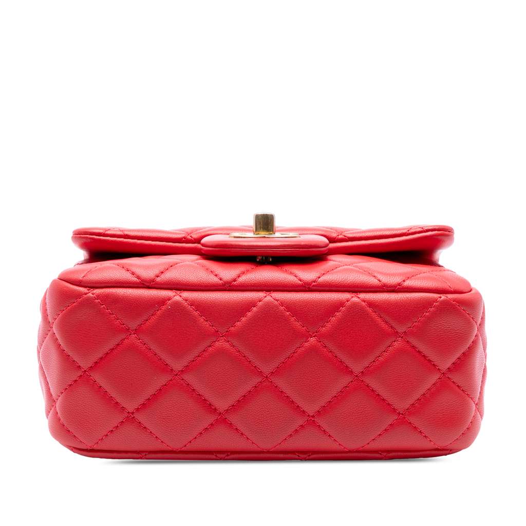 Chanel Mini Square Classic Lambskin Pearl Crush Single Flap - Image 6