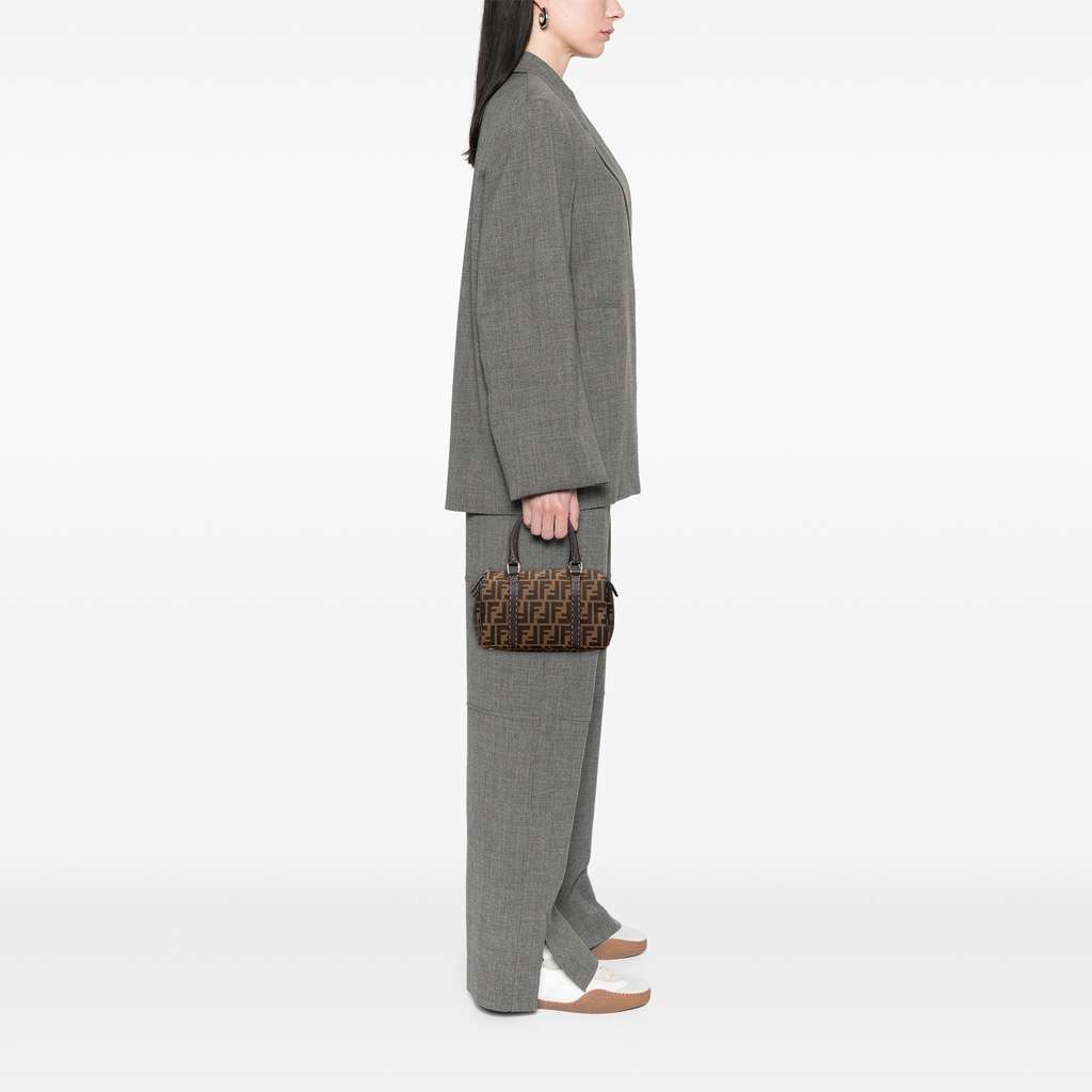 Fendi Mini Zucca Canvas Selleria Boston Bag - Image 13