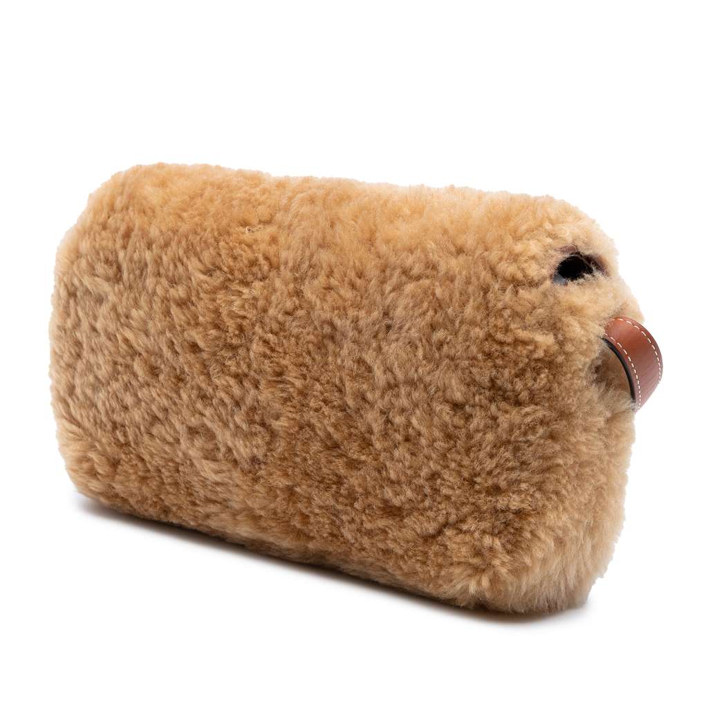 Celine Shearling Triomphe Shoulder Bag - Back view