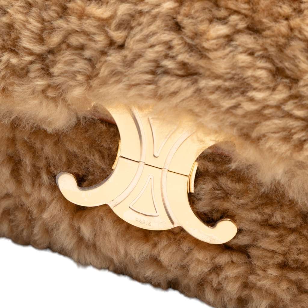 Celine Shearling Triomphe Shoulder Bag - Detail 1