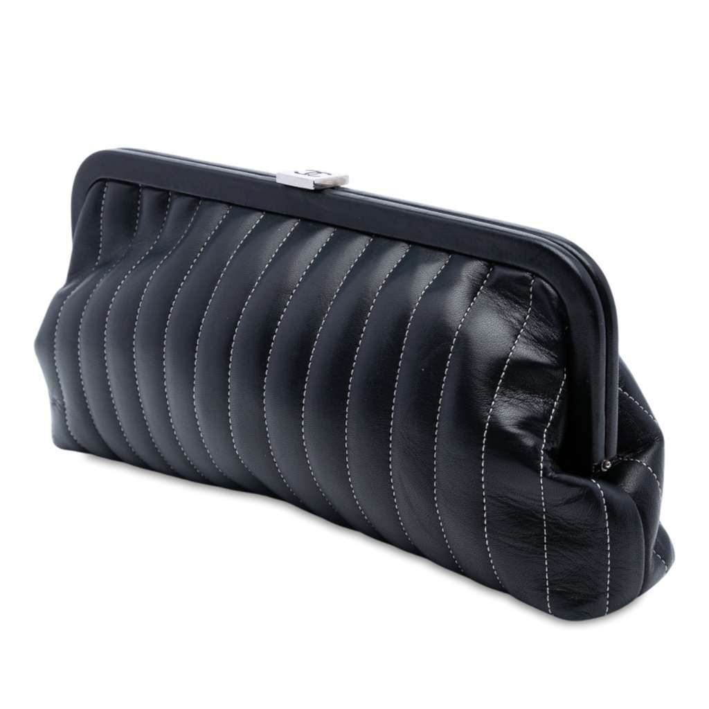 Chanel Quilted Lambskin Mademoiselle Ligne Clutch - Back view