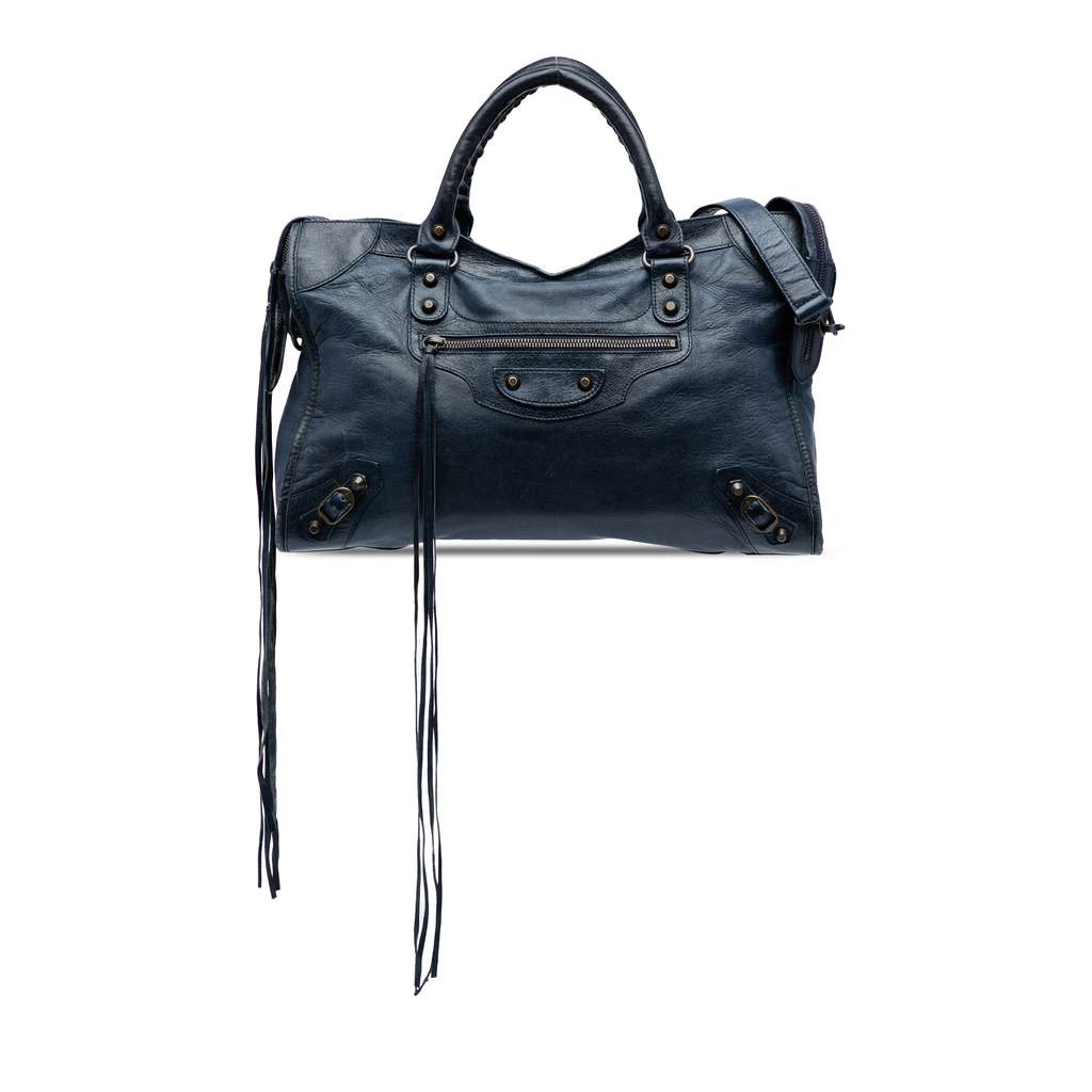 Balenciaga Lambskin Motocross Classic City Satchel