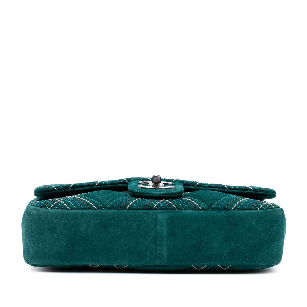 Chanel Paris Edinburgh Medium Stitched Suede Saltire Single Flap - 3